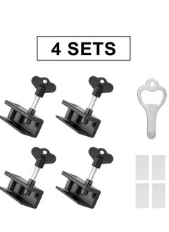 Buy 4 Sets Window locks, sliding window locks with key for vertical & horizontal sliding windows doors,easy to install,adjustable security window lock for patio bedroom home and office black in Saudi Arabia