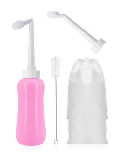 Buy Travel Bidet, Syarme Portable Bidet for Toilet Handheld Postpartum Perineal Cleansing Childbirth Cleaner, 450ml Retractable Nozzle with Wide Angle Nozzle, Cleaning Brush and Storage Bag, Pink in Saudi Arabia