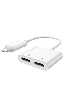 اشتري Adapter for I-Phone 7 for Dual Audio Converter for I-Phone 8 7 Plus 10 X Charger Splitter Headphone Adapters White في الامارات