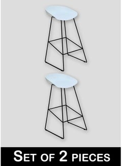 اشتري Stool-Design Durable & Comfy High Quality Commercial Plastic Bar Stool Chair With Metal Legs (Black) White 44*46*83cm 2-Pieces. في السعودية