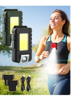 اشتري Running Light, 2 Pcs Clip on Running Light 180° Adjustable & USB Rechargeable Night Running Light, Magnetic Flashlight Clip, 6 Modes Red Blinking LED, for Camping Hiking Jogging Outdoor في الامارات