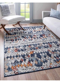 Buy Morocco Collection Abstract Border Diamond Bohemian Area Rug (2' 2 X 3' 0 Rectangular Multi Blue) in UAE