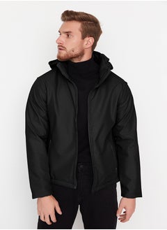 Buy Black Regular Fit Removable Hooded Outdoor Softshell Technical Fabric Coat TMNAW22MO0118 in Egypt