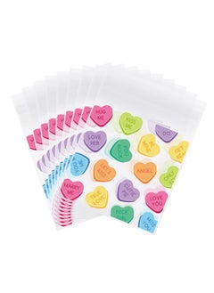 Buy 320Pcs Valentine'S Day Self Adhesive Treat Bags Conversation Heart Print Cellophane Gift Bags Clear Candy Goodie Bags For Wedding Party Cookie Snack Packing Supplies in UAE