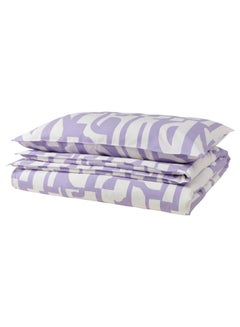 اشتري Duvet cover and pillowcase, white/lilac, 150x200/50x80 cm في السعودية