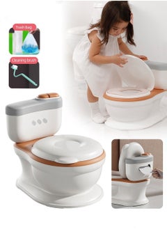 Buy Baby Potty Training Seat, Kid Size Potty, Realistic Potty Training Toilet with Lid Back, Babies Toilets with a Brush and 100pcs Clean Bag, for Toddlers Infants Kids Boys Girls, Easy to Empty and Clea in UAE