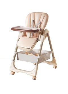 اشتري Baby High Chair, Portable High Chair with Adjustable Heigh and Recline, Foldable High Chair for Babies and Toddler with 4 Wheels, High Chair for Toddlers with Removable Tray في الامارات