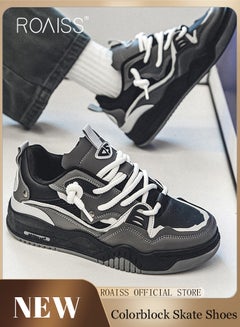 Buy New Men Lace up Front Colorblock Sneakers Sport Outdoor Canvas Skate Shoes INS Trendy Casual Lightweight Comfy Men's Walking Shoes for Young Men Teenagers Spring and Summer in Saudi Arabia