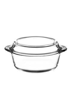 اشتري Round Glass Casserole With Lid 2100 ml 25.1x22x8 cm في الامارات