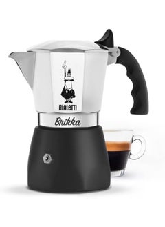 اشتري New Brikka Moka Pot The Only Stovetop Coffee Maker Capable Of Producing A Crema Rich Espresso 2 Cups 3.38 Oz Aluminum And Black في الامارات