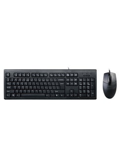 Buy Wired Keyboard Mouse With Silent Click Desktop Set KR-8372S, Laser Inscribed Keys & Comfort Roundedge Keycaps, Black in UAE