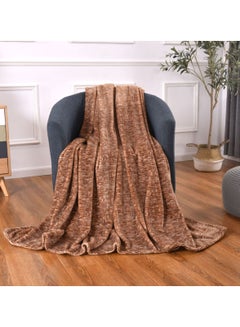 Buy Fleece Blanket King Size,370GSM Soft and Cozy Lightweight Velvet Blanket Ideal For Couch, Bed, Travel, Camping , Brown in Saudi Arabia