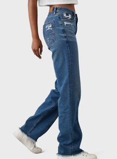 Buy Ripped Straigh Fit Jeans in Saudi Arabia