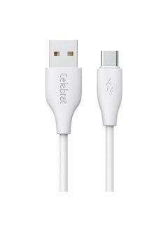 Buy Celebrat CB-31 Portable USB To Type-C Fast Charge And Data Transmission Cable With Smart Design And Practical Fits Mobile Phone 3A /480mbps /1M - White in Egypt