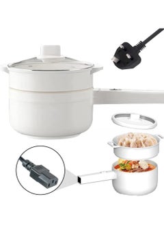 اشتري 2L Electric Hot Pot with Steamer & Temperature Control, Non-Stick Electric Cooker Shabu Shabu, Electric Skillet, Frying Pan, Electric Saucepan, for Noodles, Egg, Steak, Oatmeal and Soup في السعودية