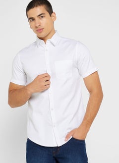Buy Solid Slim Fit Short Sleeve Casual Shirt in Saudi Arabia