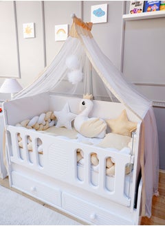 Buy Baby Bed Braided Barriers with Quilt, Pillows, Sheet and Mosquito Net in Saudi Arabia