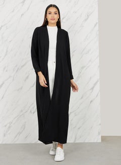 Buy Textured Roll Up Sleeves Casual Abaya in Saudi Arabia