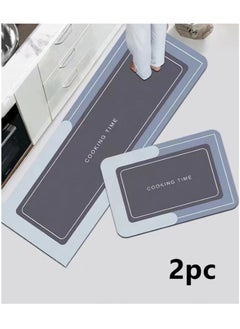 Buy 2-Piece Kitchen Mat Non-Slip Rugs Set Quickly Absorbs Water 120x40 cm and 60x40 cm in UAE