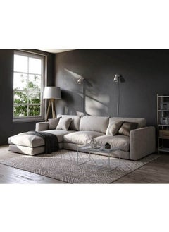 Buy 4 Seater L-shape Sofa 250×150×80×85 Cm - Beige in Saudi Arabia