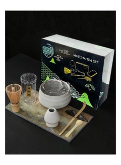 Buy Premium 9Pcs Japanese Matcha Tea Set – Complete Matcha Kit with Bowl, Bamboo Whisk, Scoop, Chashaku & Holder, Bamboo Spoon, Sifter, and Whisk Holder. in Saudi Arabia