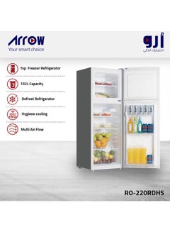 اشتري Top Freezer Refrigerator Defrost,132 Ltr, 4.6 Cu.Ft/Energy Saving /LED lighting/Hygiene cooling/Multi Air Flow ,RO-220RDH في السعودية