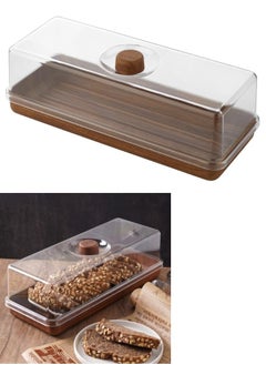 Buy Rectangle Bread & Cake Serving Box Container with Lid 37*14Cm in Egypt