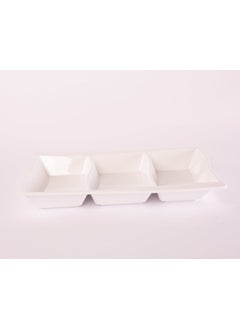 Buy Bright Designs Melamine Savoury Tray 
Set of 2 (L 30cm W 19cm H 3cm) White in Egypt