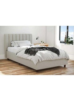 Buy MDF, Swedish Wood and Linen Single Bed -  100x200x140 cm  - Grey in Saudi Arabia