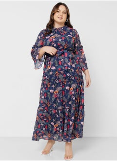 Buy Printed Tiered Fit & Flare Dress in UAE