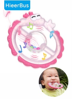 Buy Baby Teething Sensory Toys for 0-6 6-12 Months Babies, China Dragon Food Grade Rattle & Teether Multi-Use Toy for Newborn Infant Learning Developmental BPA Free Toys Gifts, Pink in UAE