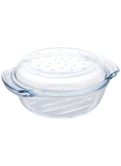 Buy Round Glass Casserole  2 4L Borosilicate  Heat-Resistant  Glass  Suitable For Gas Cooker  Electrical Cooker  And Oven. in UAE