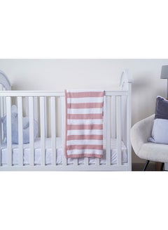 Buy Purity Stripe Cable Knit Baby Blanket 70x90 Pink/White in UAE