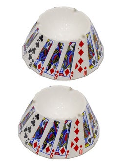 Buy White Ceramic Playing Cards Ashtray 2 Pieces in UAE