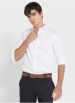 Buy Men White Regular Fit Solid Casual Sustainable Shirt in Saudi Arabia