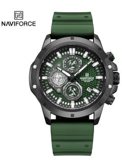 Buy Men's Chronograph Round Shape Silicone Wrist Watch NF8036 B/GN/GN - 46 Mm in UAE