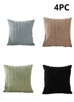 اشتري 4-Piece Decorative Cushion Cover Pillow Cases Corduroy Multicolor 45x45 Centimeter في الامارات