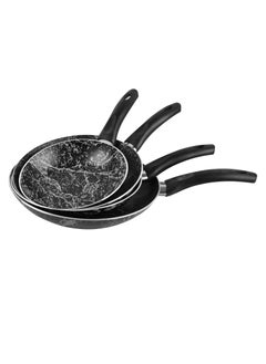 Buy Cook Marble Fry Pan Set 16-18-20-24 Marbel Black in Egypt