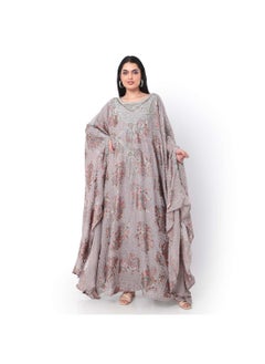 Buy HEAVY FANCY EMBELLISHED STONE WORK WITH FLORAL PRINTED DESIGNER ARABIC KAFTAN JALABIYA DRESES in Saudi Arabia