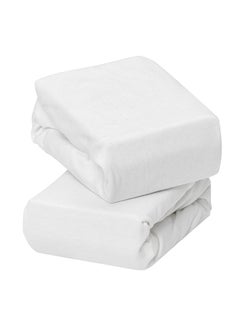 Buy 2 Piece Jersey Cotton Fitted Sheets One Size Cot And Cot Bed 70x140x17Cm  White in UAE