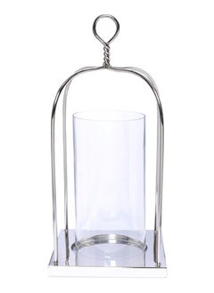 Buy Hudson Pillar Candle Lantern, Clear & Nickel – 19.6x48 cm in UAE