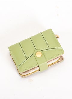 Buy Leather Flip Wallet & Card Holder with 10 Pockets and Zipped Pocket Green Mint in Egypt