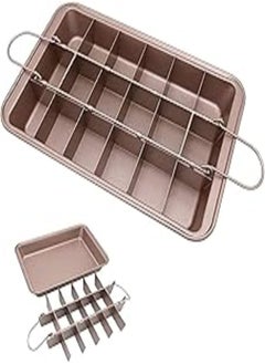 Buy NANAO Brownie Pan with Dividers, 18 Pre-slicer Non Stick Brownie Baking Tray with Built-in Slicer and Handle, Carbon Steel Bakeware for All Oven Baking (Assorted Colors) in Egypt