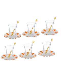 Buy 18-Piece Turkish Glass Tea Set Multicolour in Saudi Arabia