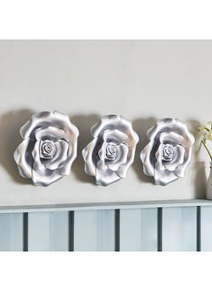 Buy Mirage 3-Piece Flower Wall Decor Set 25 x 6.5 x 25 cm in Saudi Arabia