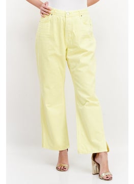 اشتري Women Regular Fit Solid Non-Stretchable Denim Jeans, Yellow في الامارات