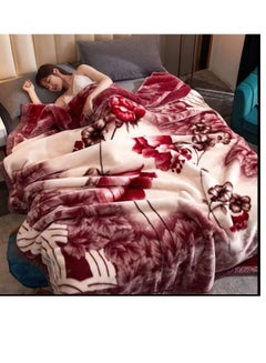 Buy Soft and warm heavy winter blanket, two-sided bed blanket, size 240 cm by 200 cm and weight 4.7 kg, super soft double-layer blanket made of high-quality materials, made in Korea in Saudi Arabia