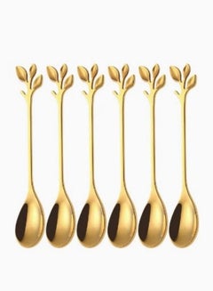 Buy 6-Piece Stainless Steel Coffee Spoon Set Gold in Saudi Arabia