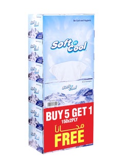 Buy 2 Ply White Facial Tissue 200 Sheets Pack Of 6 in UAE