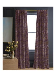 اشتري Printed Curtains Semi Leather 1Piece-Purple-140x280 cm في مصر